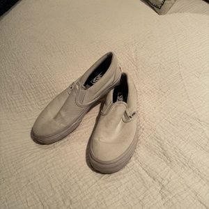 White Slip-On Vans; Size 9